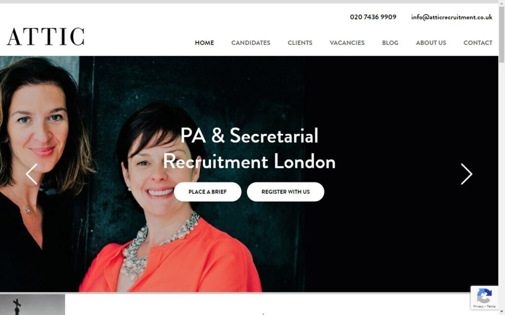 Attic Recruitment Limited' Homepage