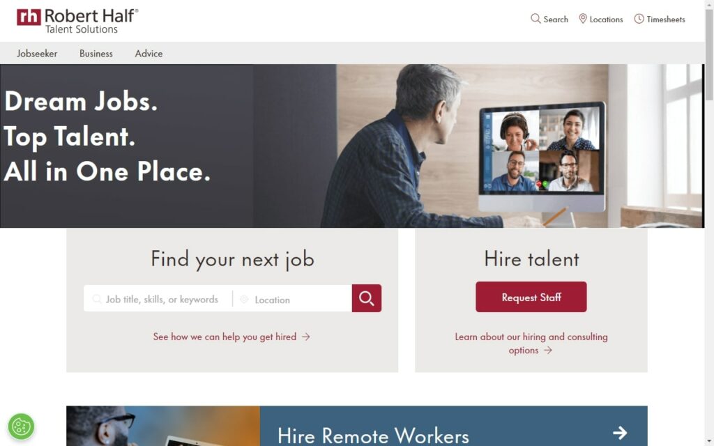 Robert Half® Recruitment Agency' Homepage