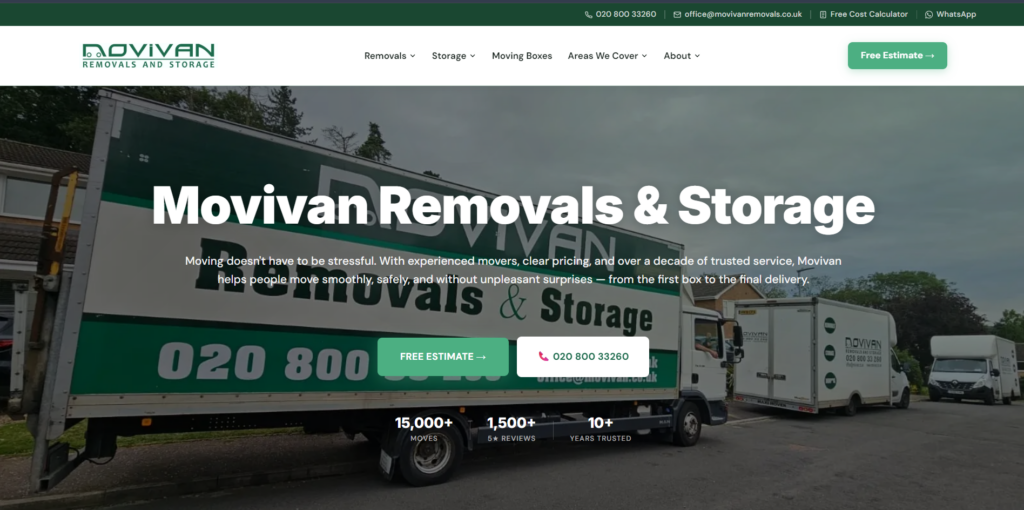 movivan removals homepage