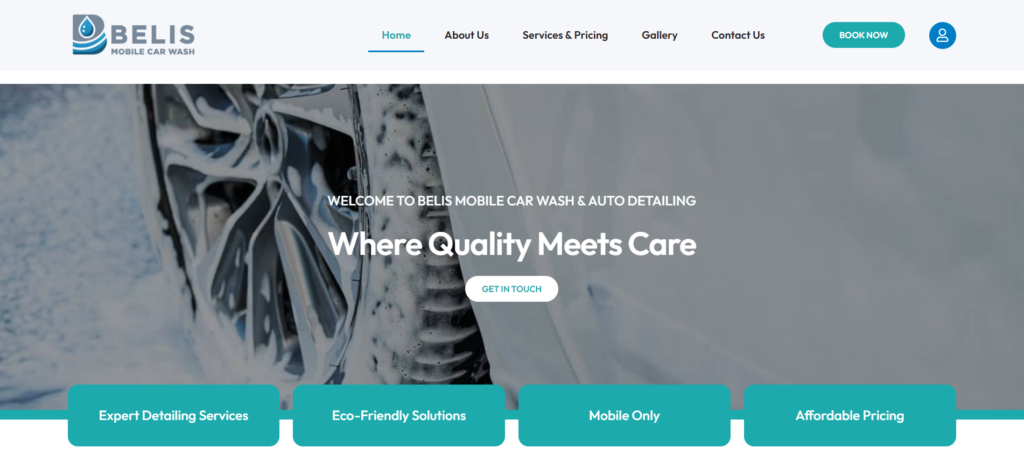 Belis Mobile Car Wash homepage
